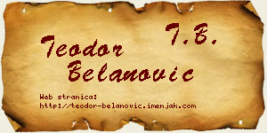 Teodor Belanović vizit kartica